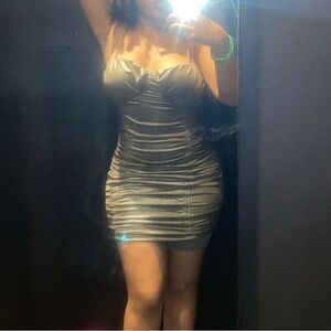 Shimmery Ruched Dress with Straps